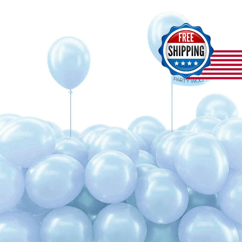 100 Pearl Pastel Light Blue 5" Latex Balloons for Party Decorations
